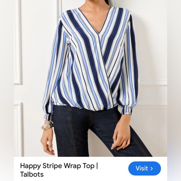 Talbots Tops - Talbots Happy Stripe Wrap Blouse